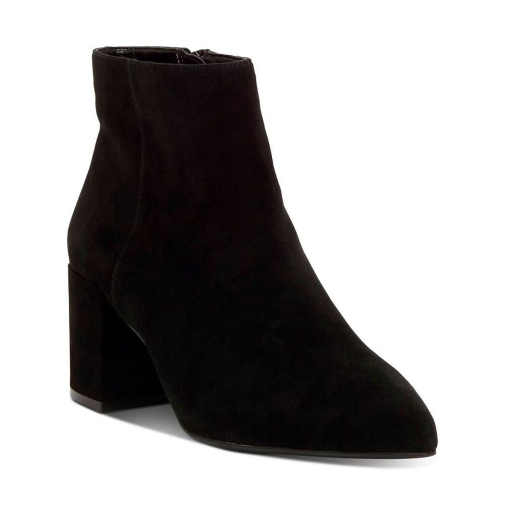 INC Womens Black Comfort Omira Pointed Toe Block Heel Leather Booties 7.5 M